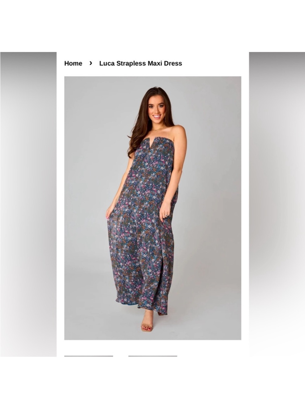 Buddy Love Navy Floral Strapless Maxi Dress